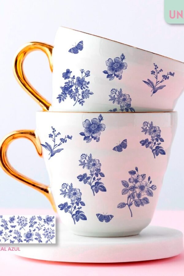 DTF UV - FLORAL AZUL