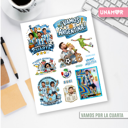 VINILO DECORATIVO - PLANCHA STICKERS VAMOS POR LA CUARTA