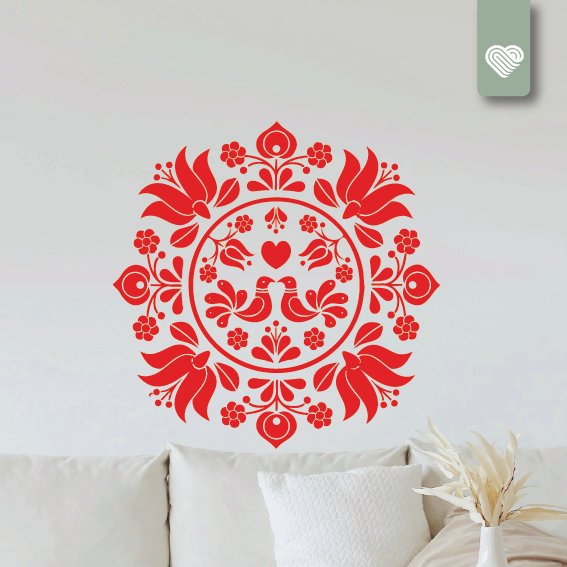 vinilo decorativo - MANDALA PÁJAROS FLORAL