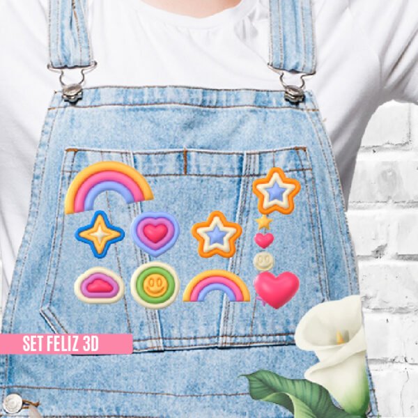 ESTAMPA TEXTIL - SET FELIZ 3D