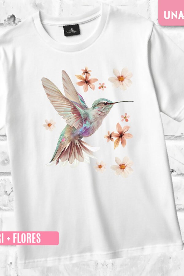 ESTAMPA TEXTIL - COLIBRI MÁS FLORES