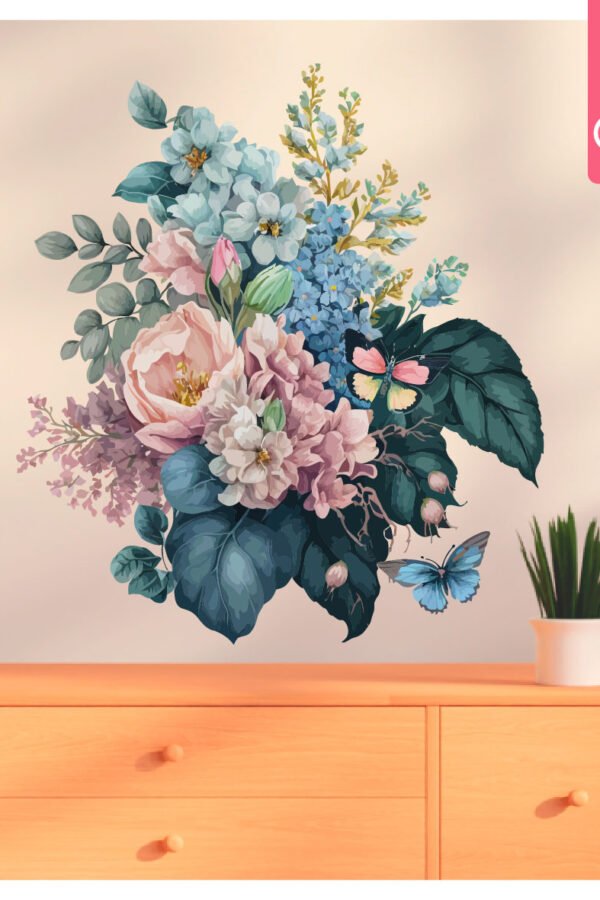 VINILO DECORATIVO - RAMO FLORAL BLUE - 5476