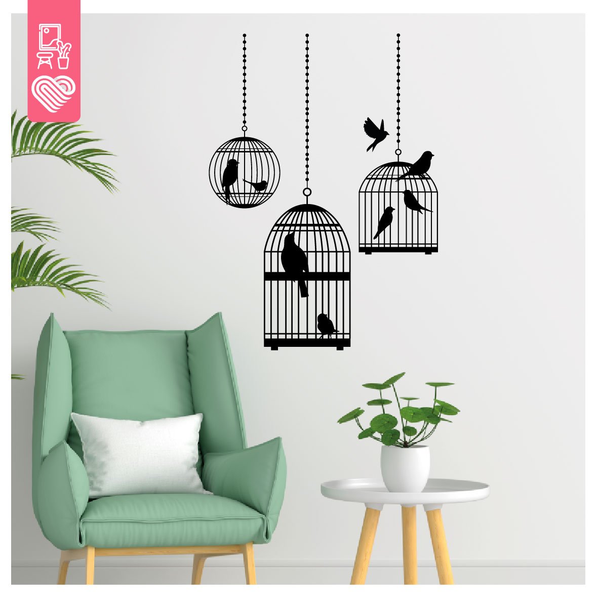 WEB DECO 29 12 VINILO DECORATIVO - JAULA DE PÁJAROS X3 - 5325