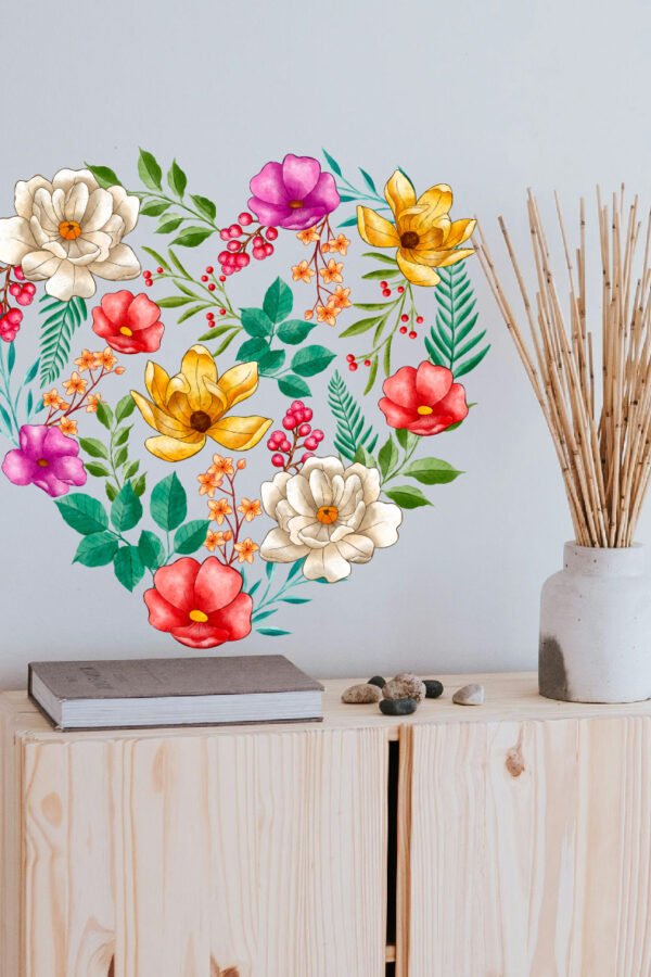 VINILO DECORATIVO - CORAZON FLORAL COLOR - 5761