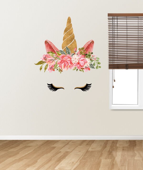 VINILO DECORATIVO - UNICORNIO OJOS FLORES - 3037
