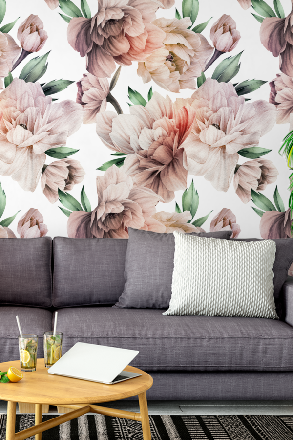 MURAL FLORAL PEONIAS