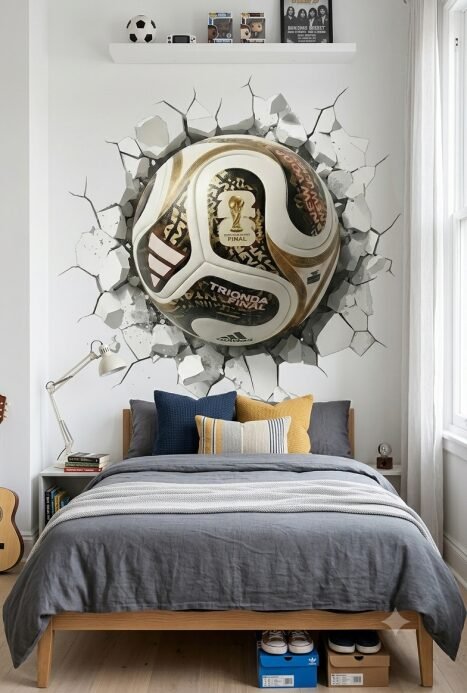 VINILO DECORATIVO - PELOTA MUNDIAL DORADA 3D FINALES