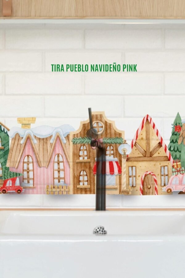 VINILO DECORATIVO - TIRA PUEBLO NAVIDEÑO PINK - 5121